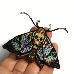 Women’s Jewelry Cute  Colorful Embroidered Deaths Hand Skull Hawk Moth Patch